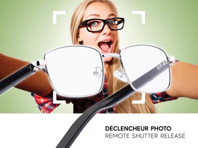 Lunettes connectées Mogie. - Modèle Nova - Branches noires avec cerclage argenté et verres photochromiques