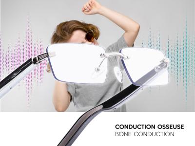 Lunettes connectées Mogie. - Modèle Altair - Branches grises avec verres photochromiques