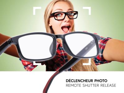 Lunettes connectées Mogie. - Modèle Lunor - Branches noires amovibles avec monture noire et verres photochromiques