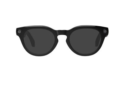 Lunettes connectées Mogie.Caméra - Modèle Elara - Branches noires avec monture noire et verres photochromiques