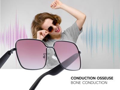 Lunettes connectées Mogie. - Modèle Nyra - Branches noires avec monture noire et verres solaires polarisés