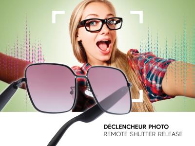 Lunettes connectées Mogie. - Modèle Nyra - Branches noires avec monture noire et verres solaires polarisés