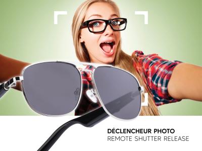 Lunettes connectées Mogie. - Modèle Nexis - Branches noires avec monture argentée et verres solaires polarisés