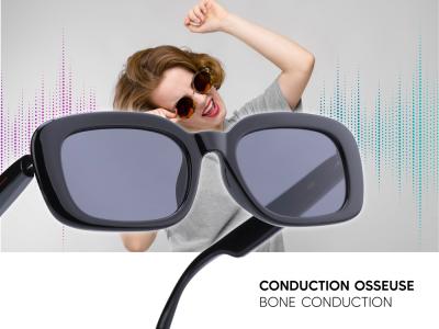 Lunettes connectées Mogie. - Modèle Mira - Branches noires avec monture noire et verres solaires