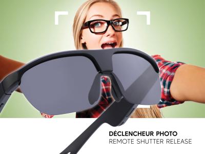 Lunettes connectées Mogie. - Modèle Atlas - Branches noires avec monture noire et verres solaires