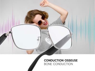 Lunettes connectées Mogie. - Modèle Lyra - Branches noires avec verres photochromiques