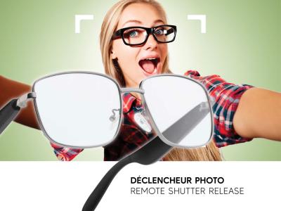 Lunettes connectées Mogie. - Modèle Lyra - Branches noires avec verres photochromiques