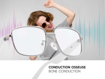 Lunettes connectées Mogie. - Modèle Lyra - Branches blanches avec verres photochromiques