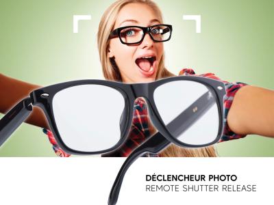 Lunettes connectées Mogie. - Modèle Sirius - Branches noires avec monture noire et verres photochromiques